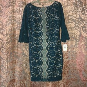Danny & Nicole dark teal laced dress